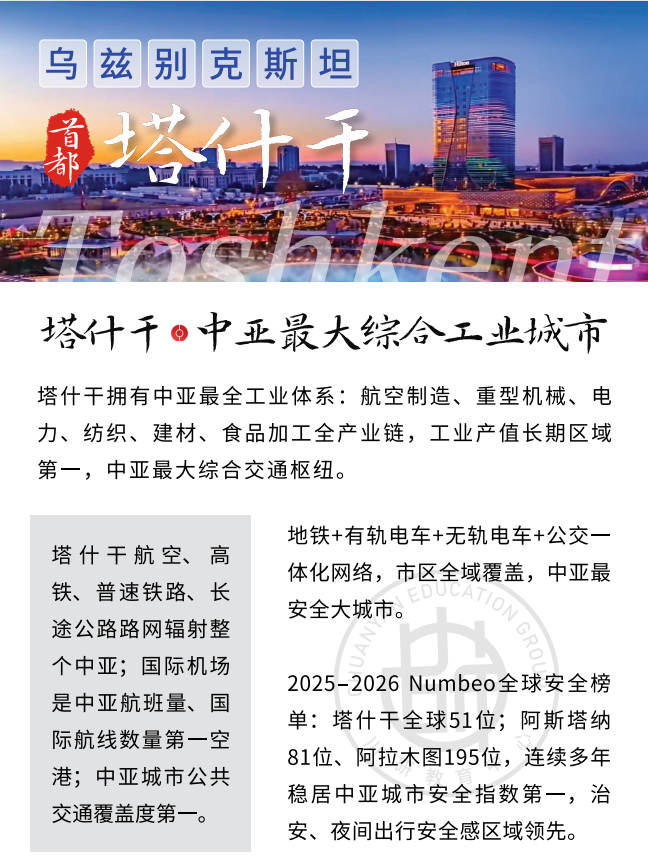 乌兹别克斯坦首都・塔什干 —— 中亚核心综合工业城市